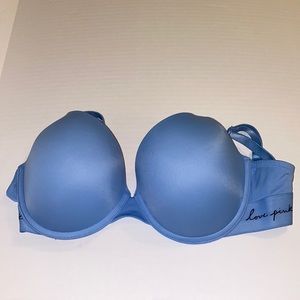 Pink Victoria’s Secret Blue Push-Up Bra